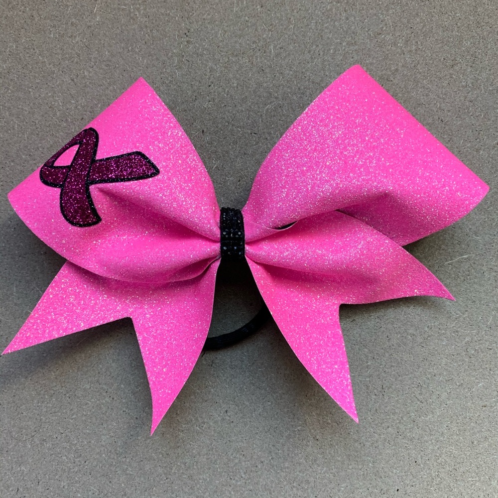 Black & Pink Breast Cancer Cheer Bow